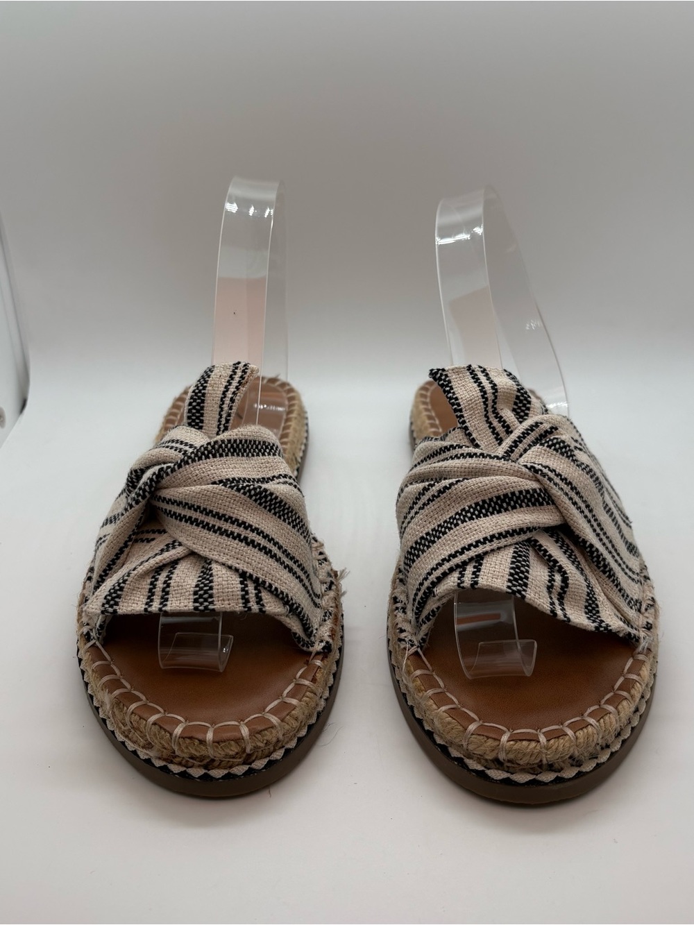 Universal Thread Striped Knot Espadrille Slides - Beige & Black